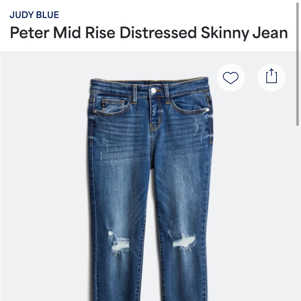 Judy Blue Peter Mid Rise Distressed Skinny Jean